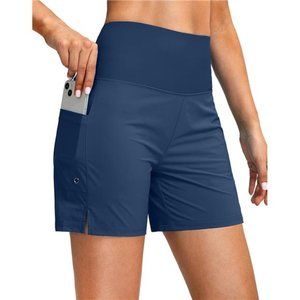 Women's 5" High Waisted Swim Board Shorts with Phone Pockets UPF 50+